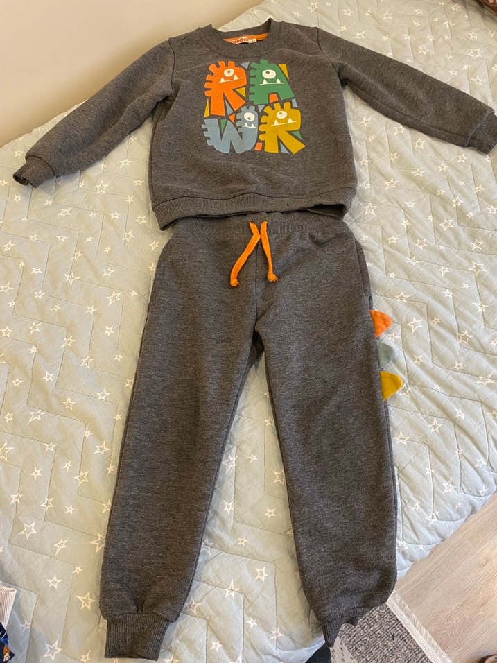 Gri Erkek cocuk Sweatshirt ve Pantolon Takımı - Görsel 2