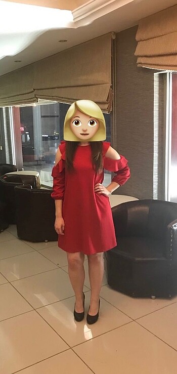 Kırmızı şık günlük elbise
