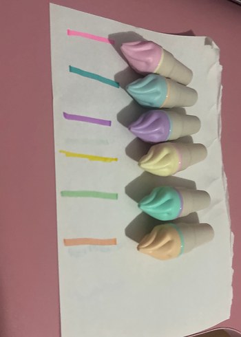 Pastel Renkli Dondurma Şeklinde Fosforlu Kalem Seti - Görsel 2