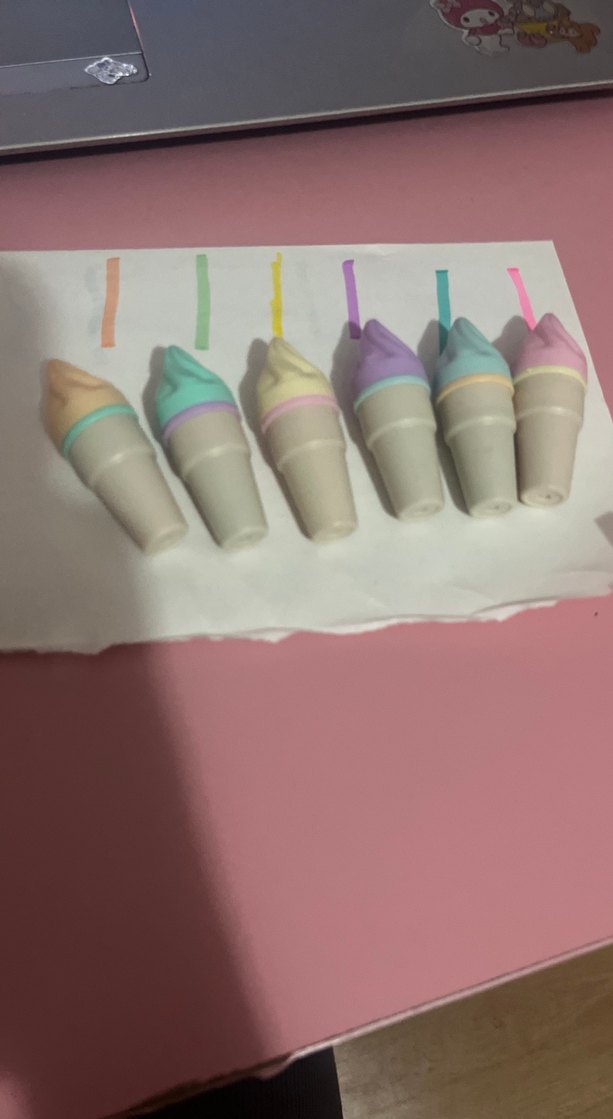 Pastel Renkli Dondurma Şeklinde Fosforlu Kalem Seti - Görsel 3