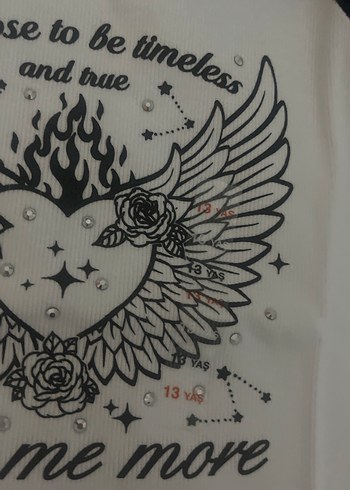 Kız Çocuk Siyah Beyaz Rock Punk Baskılı Tişört - Görsel 3