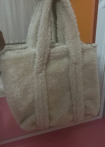 Beyaz Peluş Kadın Omuz Çantası - Görsel 2