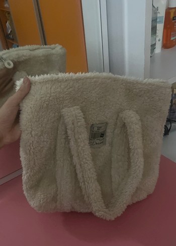 Beyaz Peluş Kadın Omuz Çantası - Görsel 3