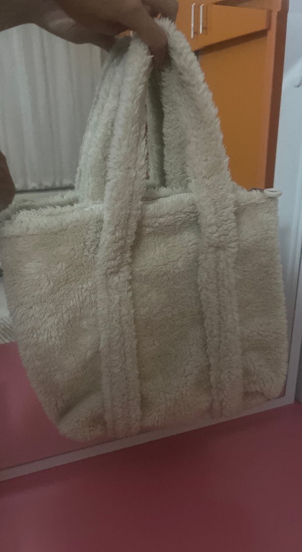 Beyaz Peluş Kadın Omuz Çantası - Görsel 2