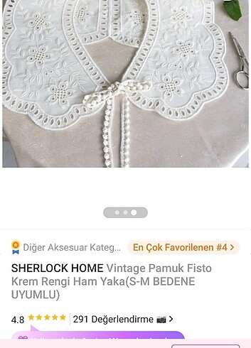 Vintage krem renk seyyar yaka
