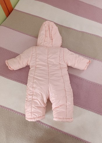 Pembe Kürklü Kız Bebek Tulumu Kapüşonlu - Görsel 3