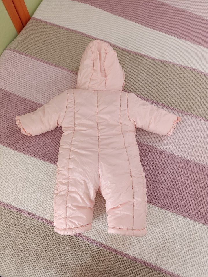 Pembe Kürklü Kız Bebek Tulumu Kapüşonlu - Görsel 3