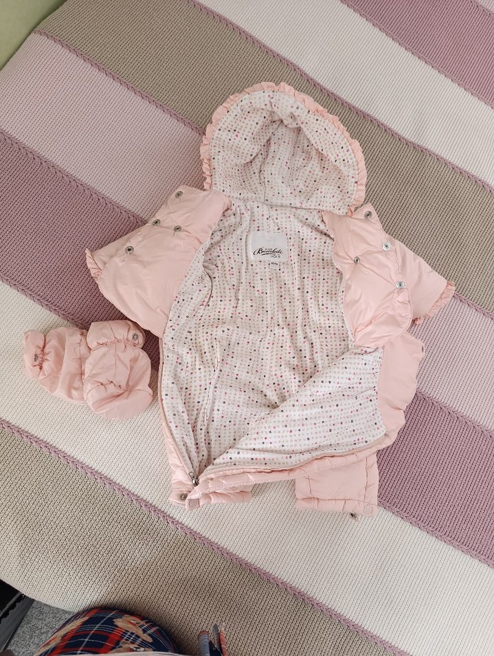 Pembe Kürklü Kız Bebek Tulumu Kapüşonlu - Görsel 2