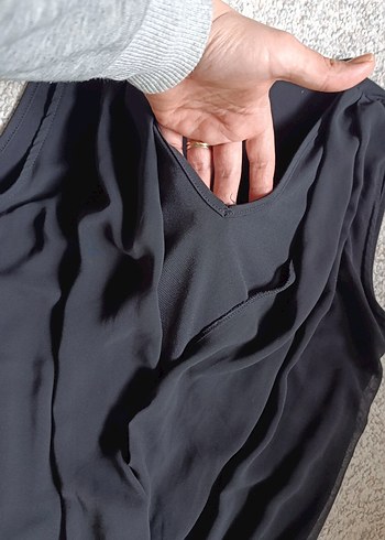 Kadın Siyah Uzun V Yakalı Tulum - Görsel 3