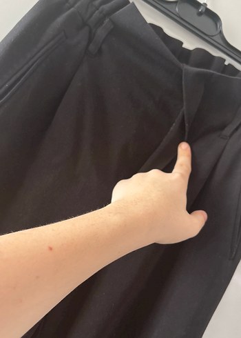 36 Beden siyah Renk Siyah Kadın Midi Boy Piliseli Kumaş Pantolon