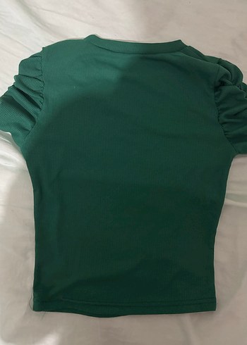 Kadın Koyu Yeşil Kısa Kollu Crop - Görsel 5