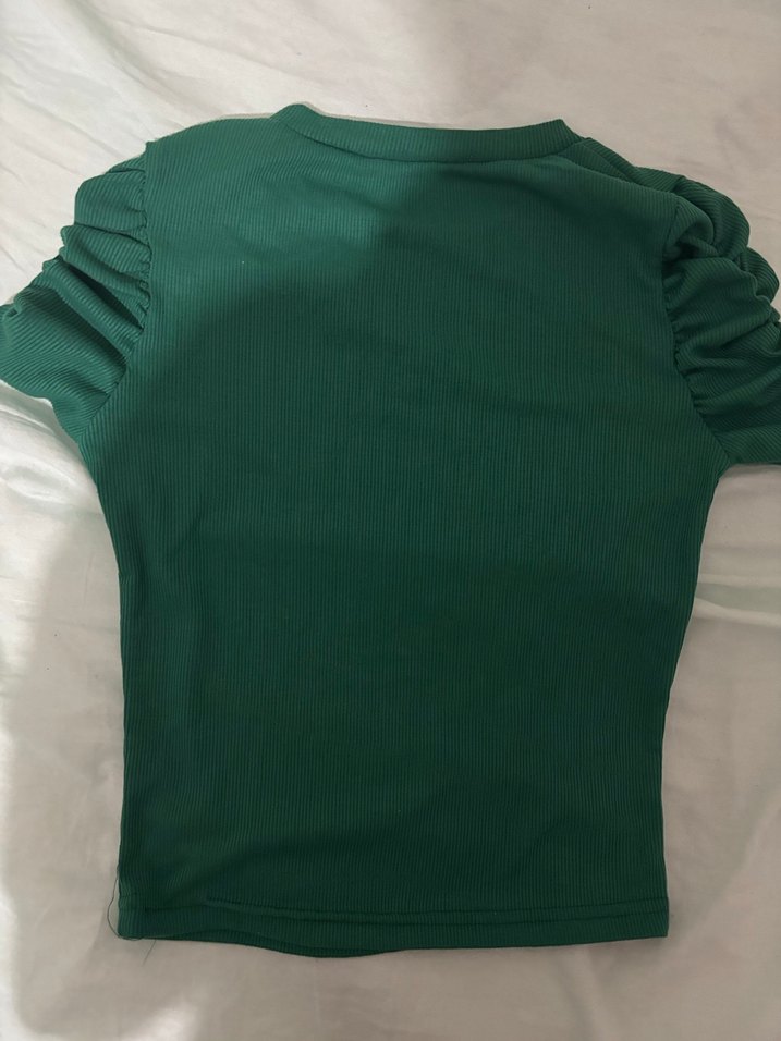 Kadın Koyu Yeşil Kısa Kollu Crop - Görsel 5