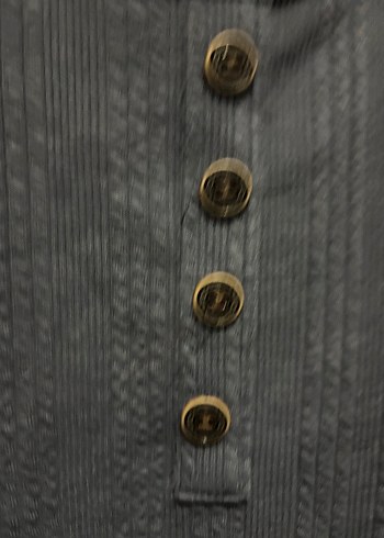 Düğmeli Gri Hamile Keten Uzun Kollu Kazak - Görsel 3