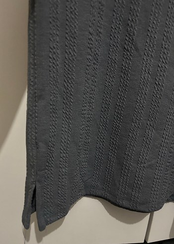 Düğmeli Gri Hamile Keten Uzun Kollu Kazak - Görsel 6