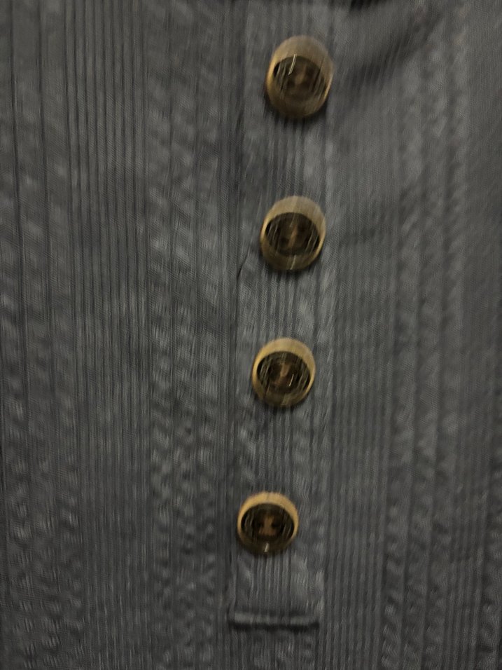 Düğmeli Gri Hamile Keten Uzun Kollu Kazak - Görsel 3