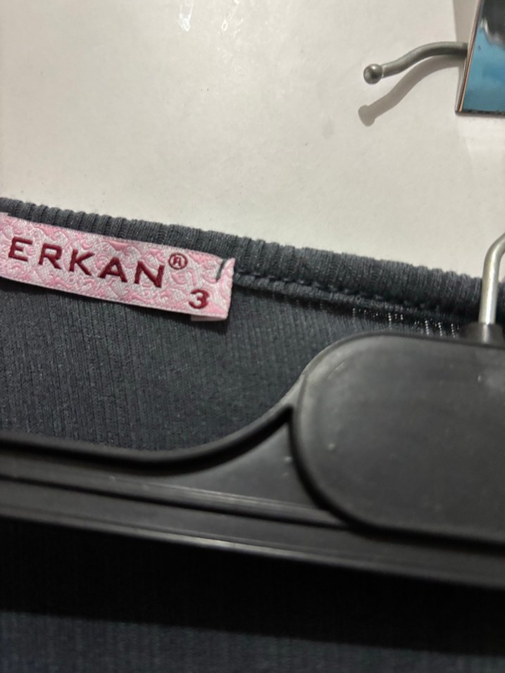 Düğmeli Gri Hamile Keten Uzun Kollu Kazak - Görsel 4