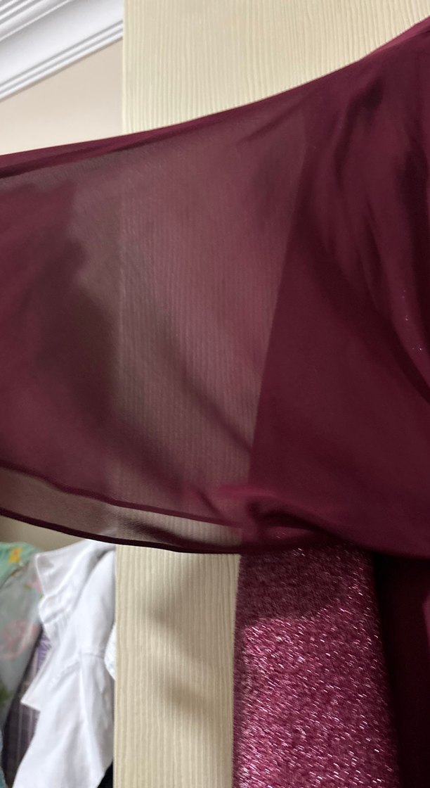 Bordo Drapeli Uzun Abiye Elbise - Görsel 4