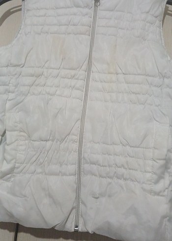 7-8 Yaş Beyaz Kısa Fermuarlı Yelek - Görsel 2