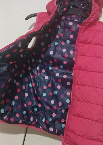 7-8 Yaş Kız Çocuk Kapüşonlu Pembe Mont Yelek - Görsel 3