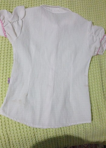 10 Yaş Kız Çocuk Beyaz Kısa Kollu Gömlek - Görsel 3