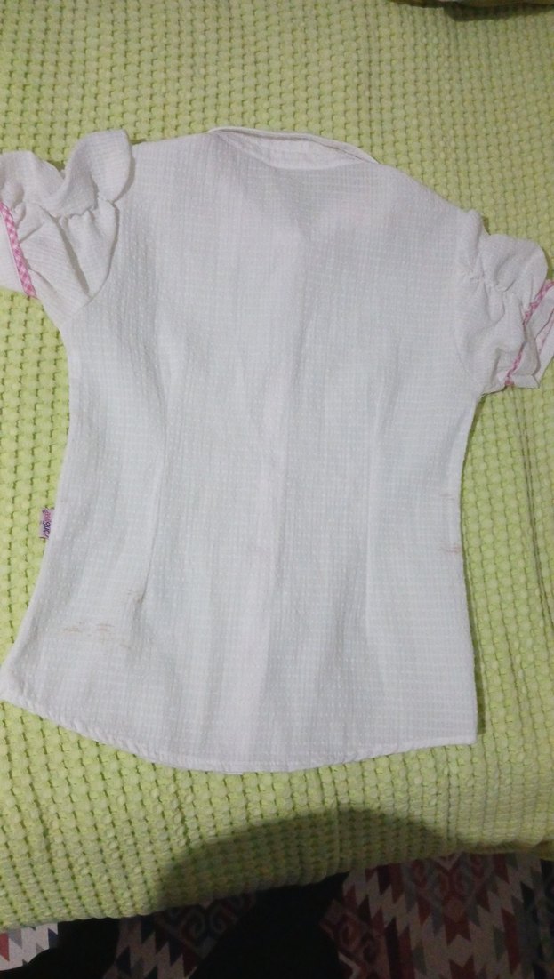 10 Yaş Kız Çocuk Beyaz Kısa Kollu Gömlek - Görsel 3