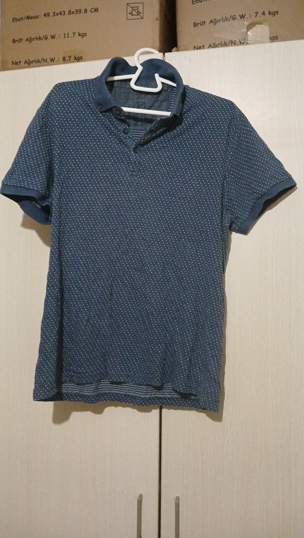 Erkek Mavi Denim Kısa Kollu Polo Tişört - Görsel 2