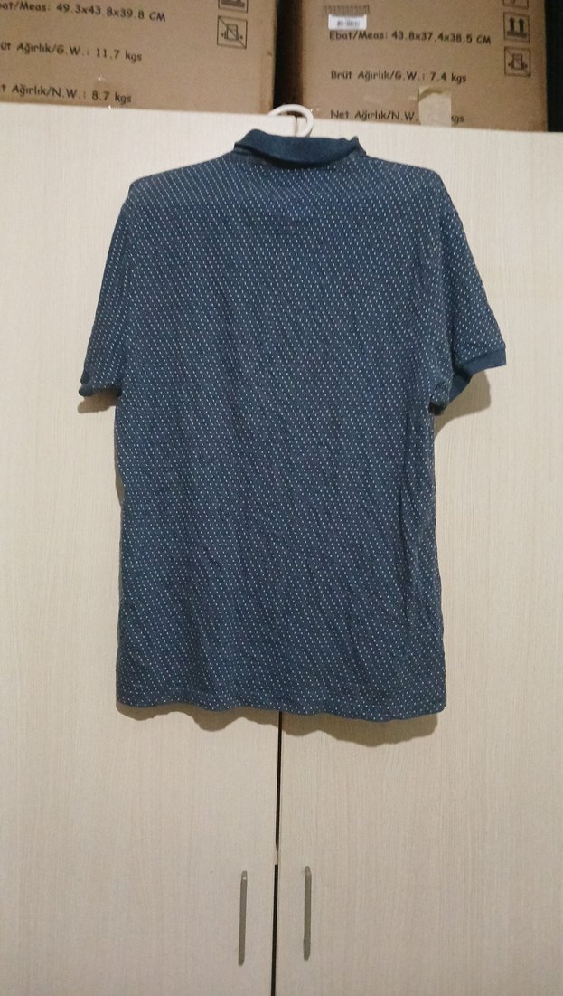 Erkek Mavi Denim Kısa Kollu Polo Tişört - Görsel 4