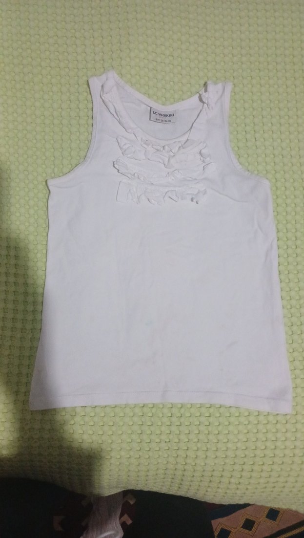 8 Yaş Kız Çocuk Beyaz Fırfırlı Atlet - Görsel 2