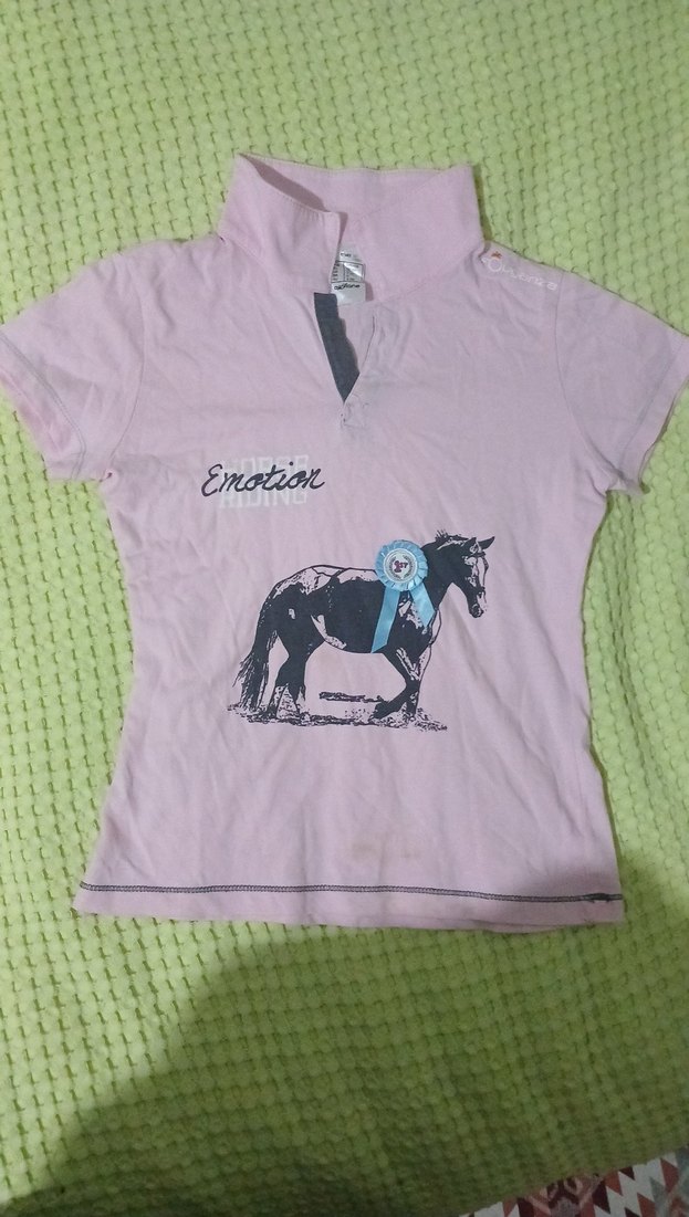 Kız Çocuk Pembe Baskılı Polo Yakalı Tişört - Görsel 2