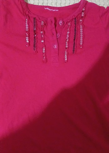 6-7 Yaş Kırmızı Uzun Kollu Kız Çocuk Tişörtü - Görsel 2