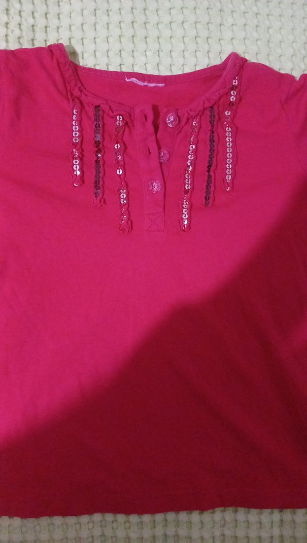 6-7 Yaş Kırmızı Uzun Kollu Kız Çocuk Tişörtü - Görsel 2