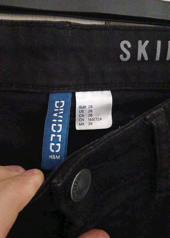 15-16 Yaş Beden siyah Renk H&M Siyah Biker Skinny Pantolon