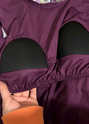 Mor Bağlama Desenli Uzun Kollu tesettür mayo 3lü - Görsel 4