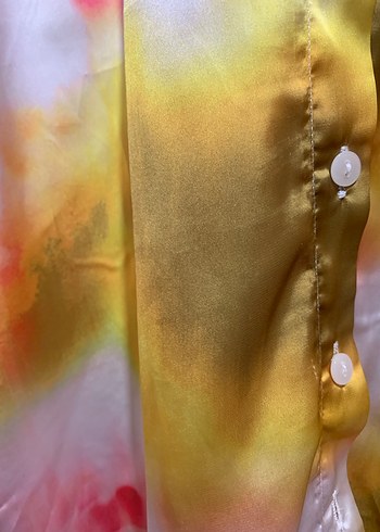 Çok Renkli Bohem Uzun Kollu saten Gömlek - Görsel 4