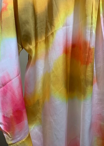 Çok Renkli Bohem Uzun Kollu saten Gömlek - Görsel 5