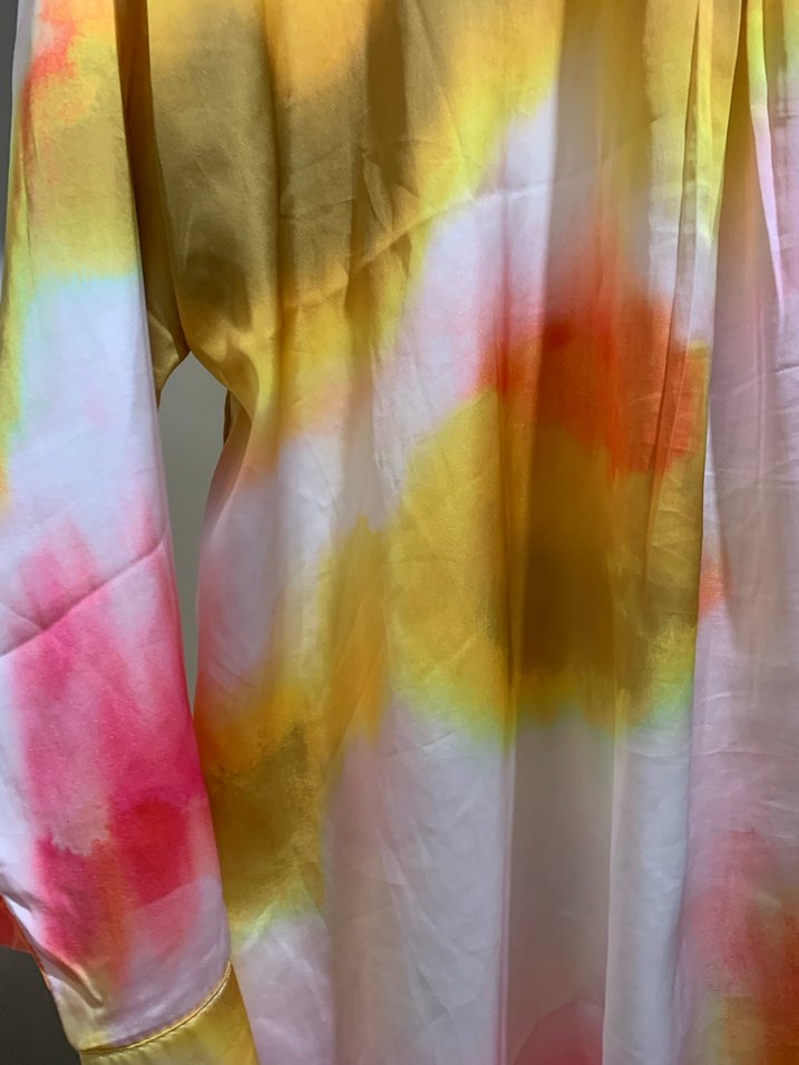 Çok Renkli Bohem Uzun Kollu saten Gömlek - Görsel 5