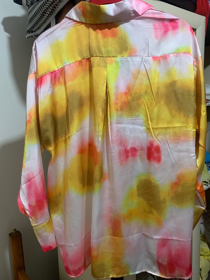 Çok Renkli Bohem Uzun Kollu saten Gömlek - Görsel 2