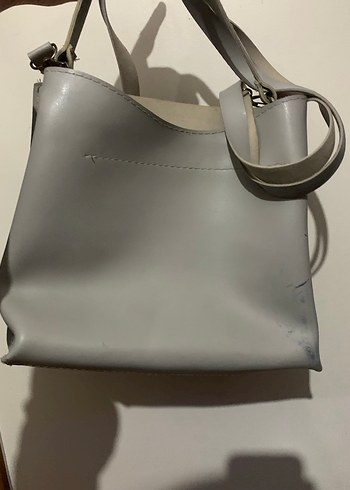 Gri Minimalist Deri Kadın Çanta - Görsel 2