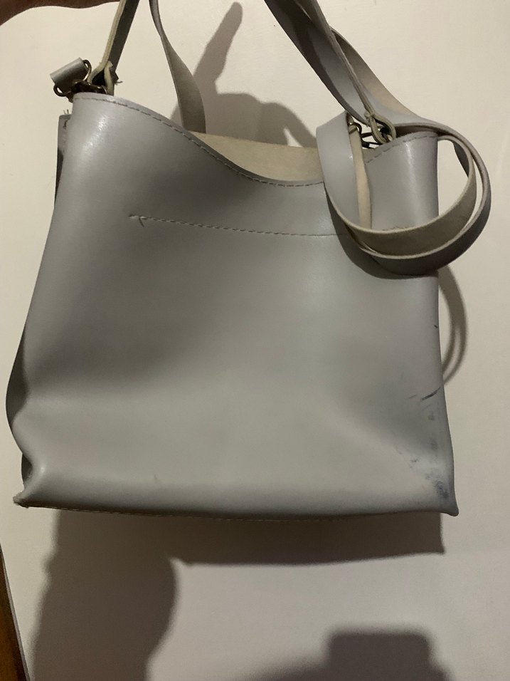 Gri Minimalist Deri Kadın Çanta - Görsel 2