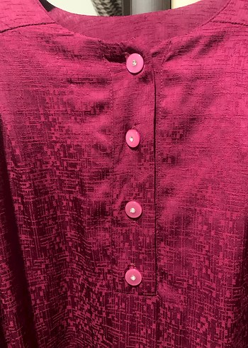 Düğmeli fuşya Kadın Uzun Elbise - Görsel 2