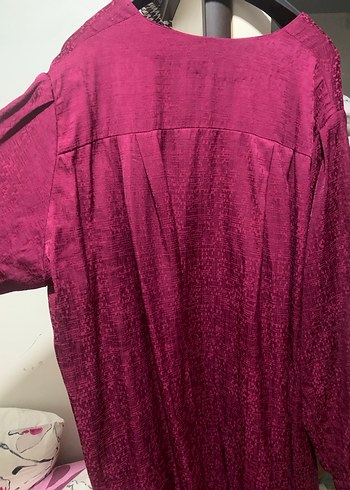 Düğmeli fuşya Kadın Uzun Elbise - Görsel 3