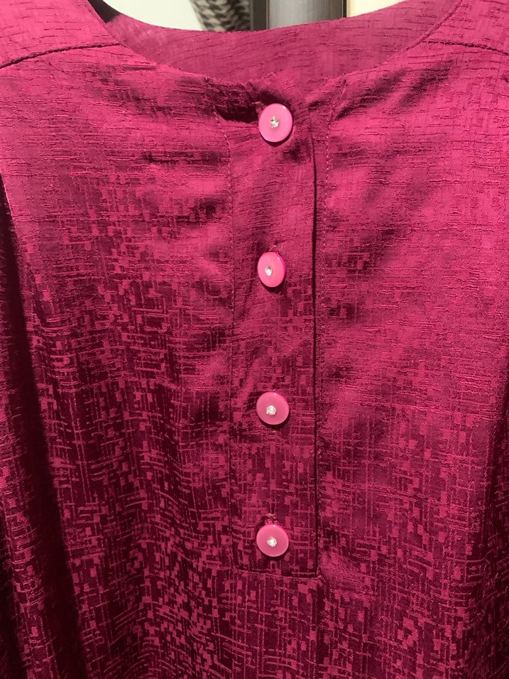 Düğmeli fuşya Kadın Uzun Elbise - Görsel 2