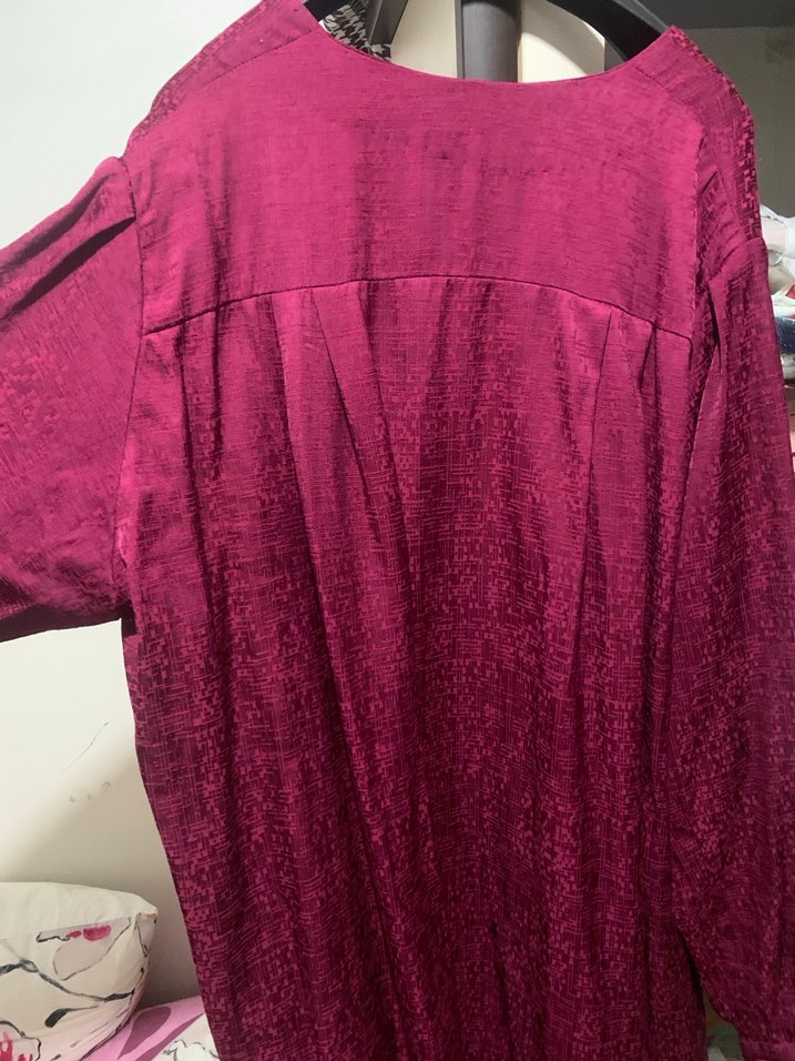 Düğmeli fuşya Kadın Uzun Elbise - Görsel 3