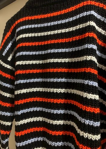 Çok Renkli Çizgili Örgü Kadın Kazak - Görsel 3