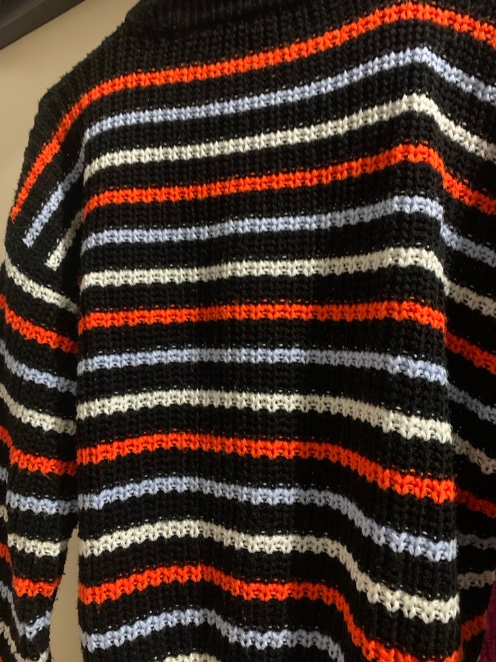 Çok Renkli Çizgili Örgü Kadın Kazak - Görsel 3