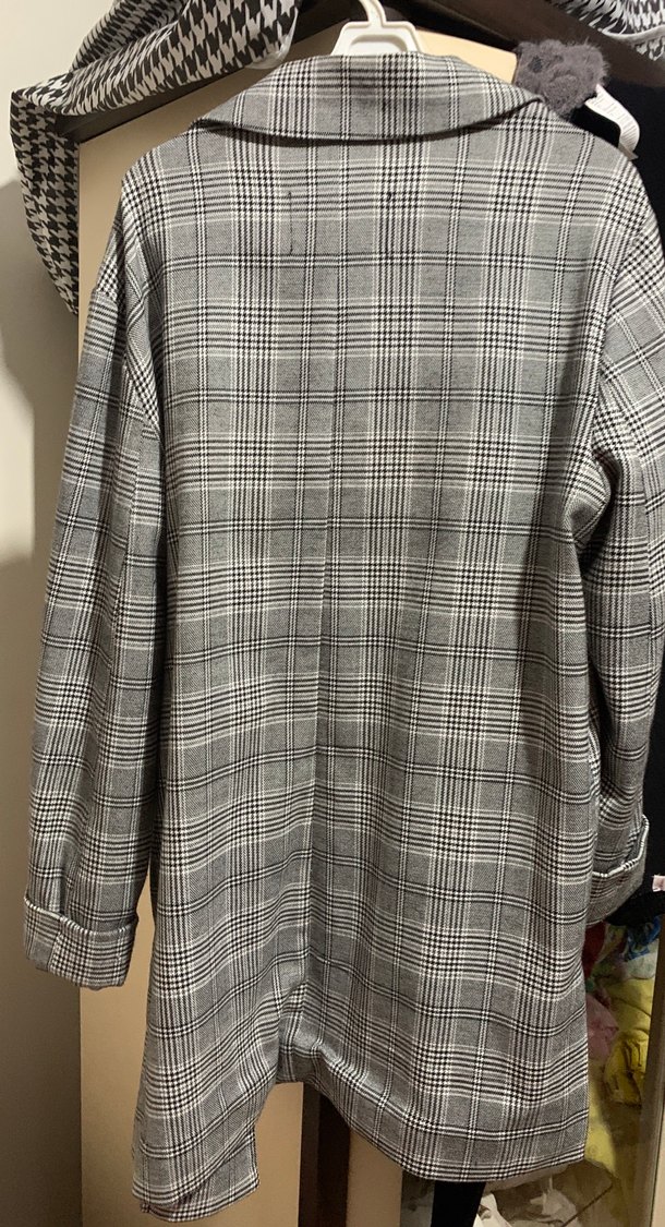 Pull and bear Gri Ekose Kadın Midi Blazer Ceket - Görsel 3