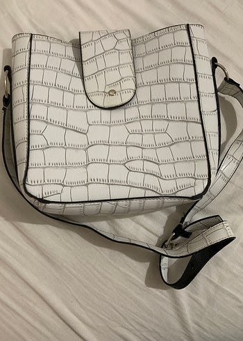 Beyaz Yılan Baskılı Kadın Deri Çanta - Görsel 2