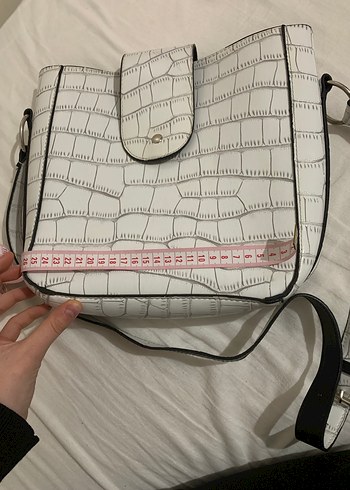 Beyaz Yılan Baskılı Kadın Deri Çanta - Görsel 5