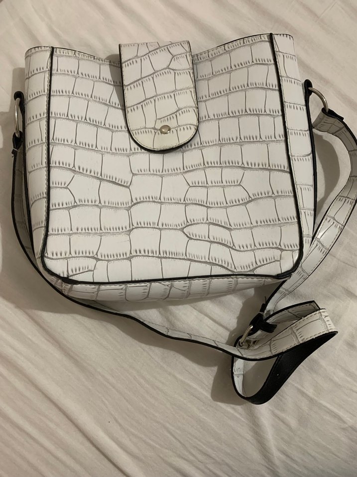 Beyaz Yılan Baskılı Kadın Deri Çanta - Görsel 2