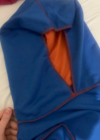 Tesettür Mavi Kapüşonlu Fermuarlı Polar Sweatshirt takım 2 Li - Görsel 5